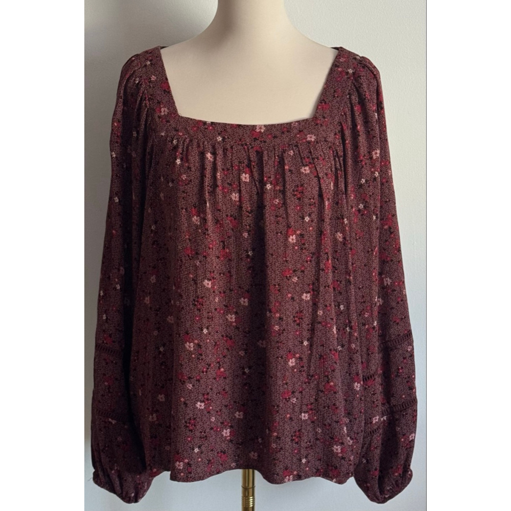 Women's Knox Rose Burgundy Floral Blouse XL